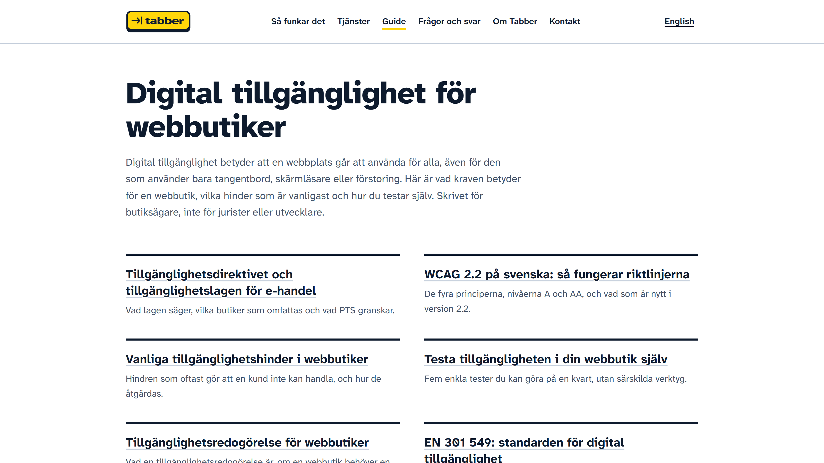 The Tabber guide to digital accessibility for web shops.